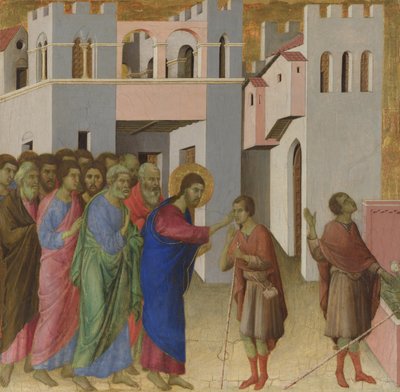 男の癒しブラインド生まれ、1308-1313年頃 作： Duccio di Buoninsegna