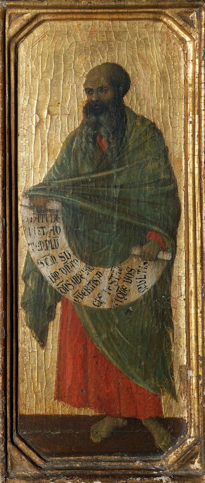 預言者マラキ、シエナ大聖堂のドゥッチョの祭壇画「メエスタ」のプレデラの細部 作： Duccio di Buoninsegna