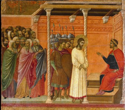 ポンティウス・ピラトによるキリストの第二の尋問 - マエスタ祭壇画の裏面 作： Duccio di Buoninsegna