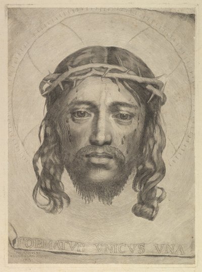 聖ヴェロニカのベールに描かれたキリストの顔、1735 年。 作： Dudesert