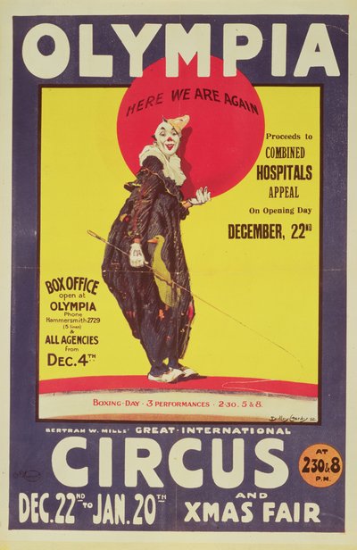 バートラムミルズサーカスポスター、1922 作： Dudley Hardy