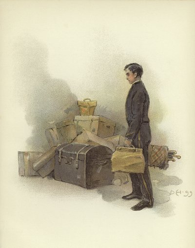 クラリッジスホテル、ロンドンでの荷物の少年 作： Dudley Hardy