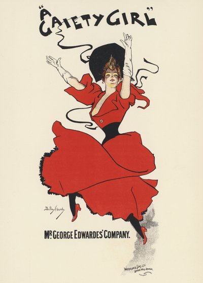 A Gaiety Girl』のポスター（カラーリトグラフ 作： Dudley Hardy