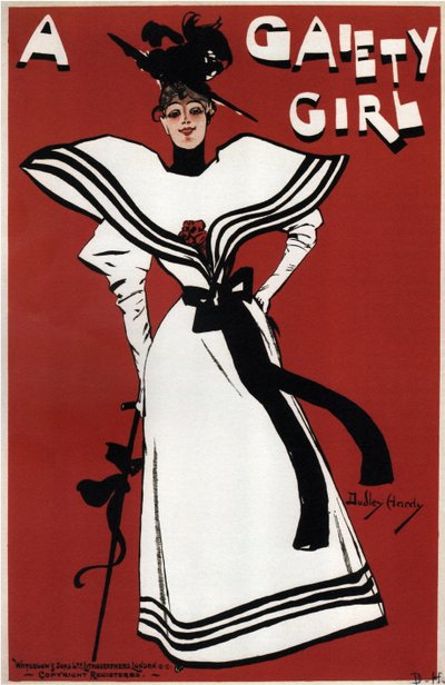 ミュージカルコメディのポスターシドニージョーンズのゲイエティガール、1893 作： Dudley Hardy