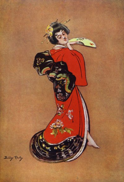 The Geisha」ポスターデザイン（カラーリトグラフ 作： Dudley Hardy