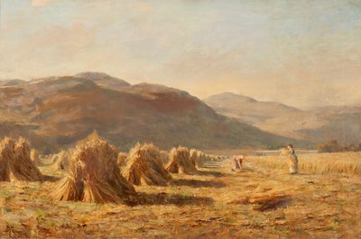 Dumyat、Ochil Hills の近くでの収穫 (キャンバスに油彩) 作： Duncan Cameron