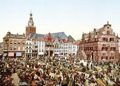 Grote Markt、ナイメーヘン、オランダ、pub.c。 1900 作： Dutch Photographer