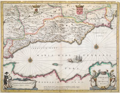 スペインのグラナダとムルシア地域の 17 世紀の地図 作： Dutch School