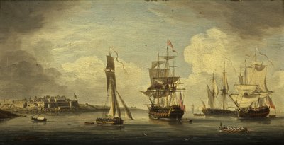 海の港（油彩、パネル、マホガニー 作： Dutch School