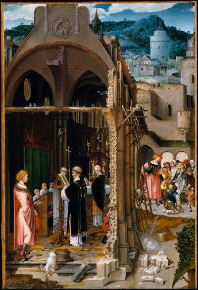 Um Sermão sobre a Caridade (possivelmente a Conversão de Santo Antônio), c.1520–25 (óleo sobre madeira) 作： Dutch School