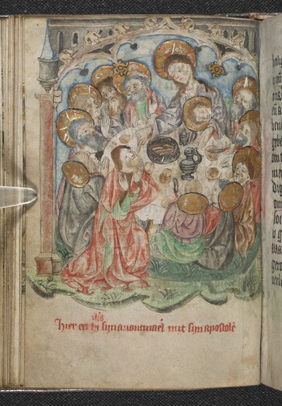 50005 f.85v、最後の晩餐、c.1410-20 (ベラム) を追加 作： Dutch School