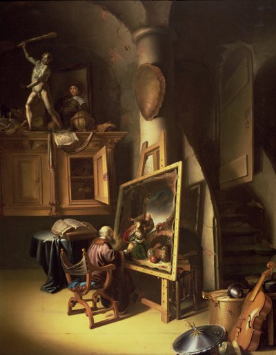 彼のスタジオのアーティスト、1635（パネル） 作： Dutch School