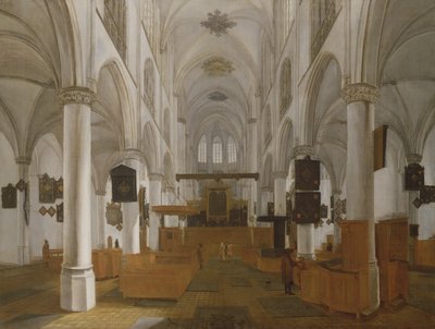ベルゲンOp Zoomの聖ゲルトルート教会の内部、1650年頃（絵画） 作： Dutch School