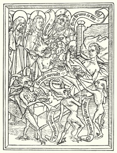ブロックブック『アルス・モリエンディ』 1460年頃オランダで印刷、制作者不詳（リトグラフ） 作： Dutch School
