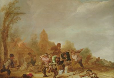 兵士と農民の乱闘 作： Dutch School