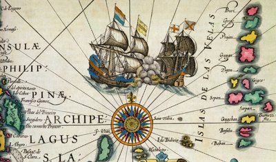 C.3.c.8 フィリピン沖の戦闘船、詳細は p.361-2 (東インド諸島)、メルカトルの「アトラス...」 作： Dutch School
