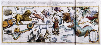 星座の天体図：オリオン、おうし座、牡羊座、うお座など、1666-1668 作： Dutch School