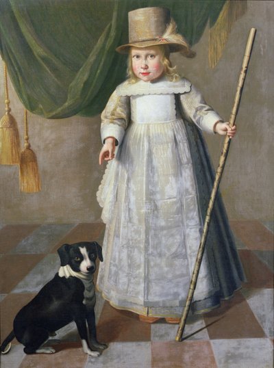 子供と犬、ドルドレヒト 作： Dutch School
