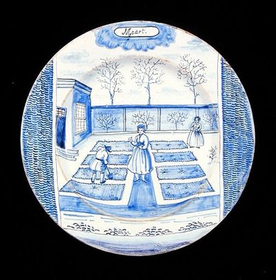 3月を描いたデルフトの皿（錫釉の土器 作： Dutch School