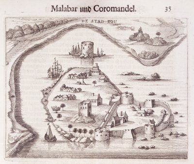 東インド諸島マラバールの海岸にあるオランダの砦 作： Dutch School