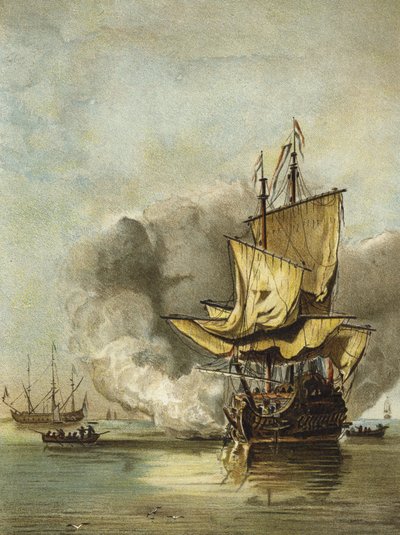 17世紀半ばのオランダ軍艦 作： Dutch School