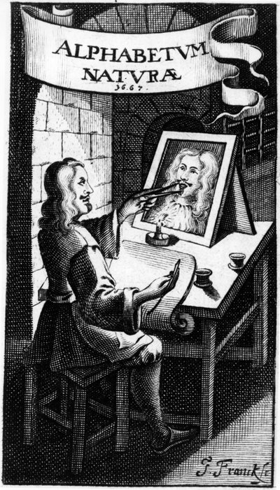 アルファベットナチュラ（自然のアルファベット）のフロントピース、FMヴァンヘルモント作、1667年 作： Dutch School