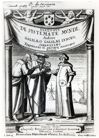 ライデンで出版されたガリレオ（1564-1642）による世界の対話システムの最前線 作： Dutch School