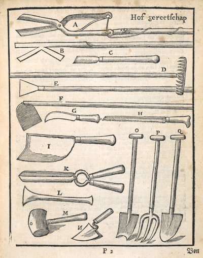 ヨハンファンデルグルーエンによるオランダの庭師からの園芸工具、1699年公開 作： Dutch School