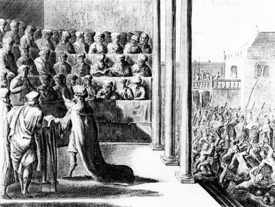 ヘロデ大王は彼の息子アレクサンドルとアリストブルスを反逆罪で告発した。 c.1700 作： Dutch School
