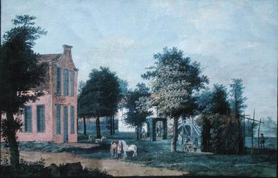 庭園のハンツマン」 1770年頃 紙にガッシュ 作： Dutch School