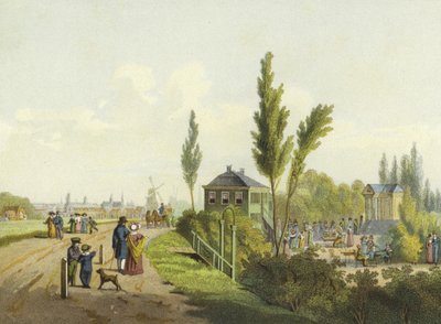 Land en Yzigt、19世紀のアムステルダム、ハーレンマーポールトの外の庭園 作： Dutch School