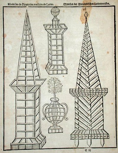 格子状のピラミッド（Johann van der Groen著「The Dutch Gardener」1699年刊より）（彫刻 作： Dutch School
