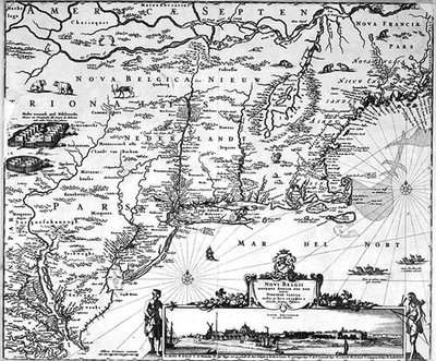 ニューアムステルダムの地図、1650年頃（彫刻） 作： Dutch School