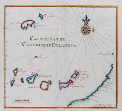 カナリア諸島の地図. 作： Dutch School
