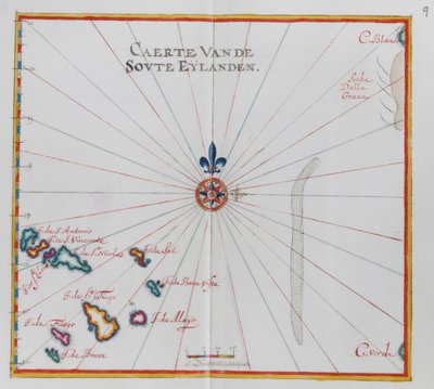 カーボベルデ諸島の地図。 作： Dutch School