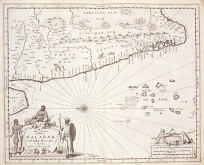 マラバル沿岸の地図、東インド諸島、1672年 作： Dutch School