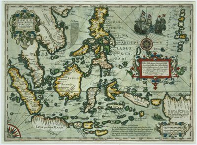 東インド諸島の地図、パブ。アムステルダムの1635年（手描きの彫刻） 作： Dutch School