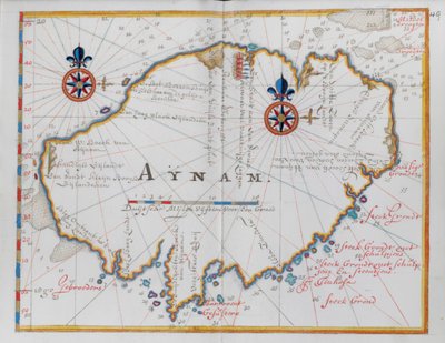 アイナム島の地図。 作： Dutch School
