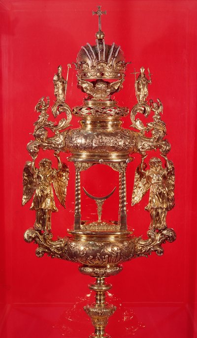 1764年のハールレムマークとおそらくメーカーのマークが刻まれたモンストランス、ピアスの菱形（シルバーゴールド） 作： Dutch School