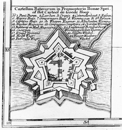 バタビアン城の計画、喜望峰c.1803-1806 作： Dutch School