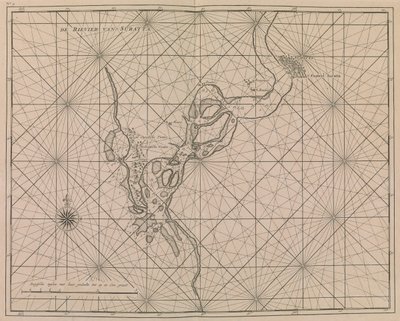 1726年頃、スラートへの川沿い（版画） 作： Dutch School