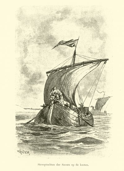 海岸でのサクソンの襲撃 作： Dutch School