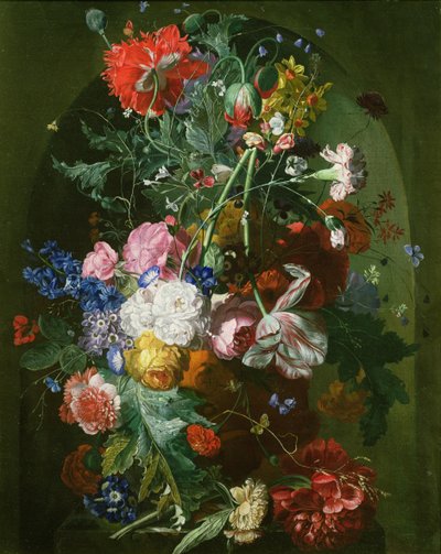ニッチに設定されたテラコッタ花瓶の静物画 作： Dutch School