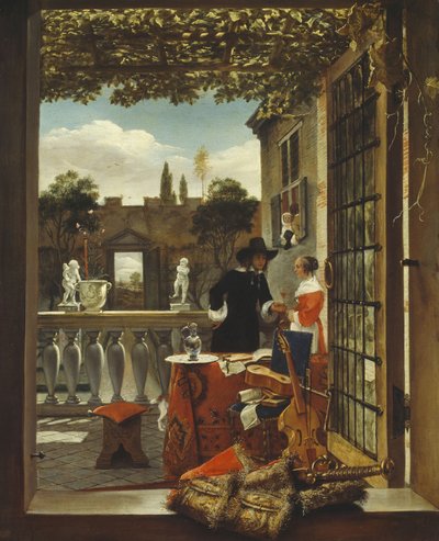 テラス、c.1655-65（キャンバスに油彩） 作： Dutch School