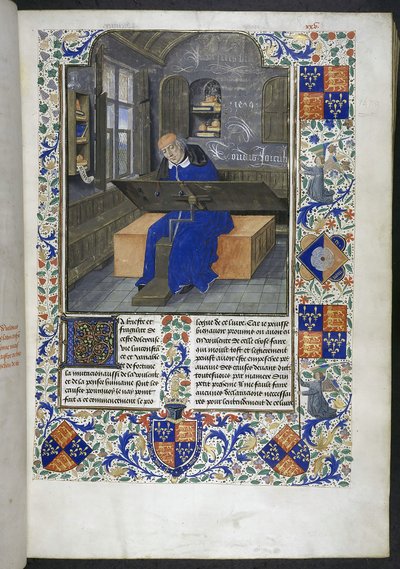 事実とことわざの記念品（またはLes Faits et les Dits des Romains）からの仕事中の翻訳者、Royal 18 E III、f.24 作： Dutch School