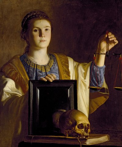 世界の虚栄心に鏡を提示する真実、c.1625 作： Dutch School