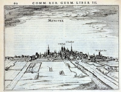P. Bertin、アムステルダム1616によってRerum Germanicarumからミュンスターの町の眺め 作： Dutch School