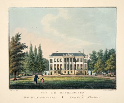 Vue de Broekhuisen.正面から見た家。城のファサード 作： Dutch School