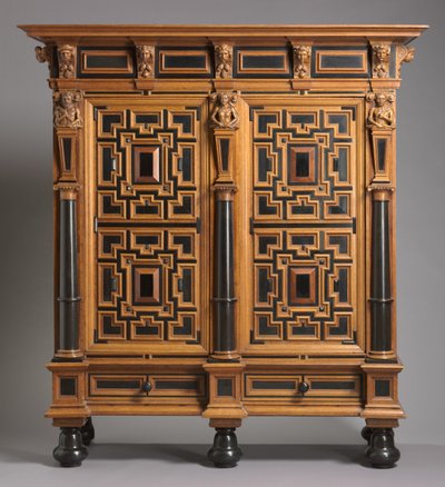 ワードローブ（Kast）、オランダ製、1625-1650年頃（オーク材、黒檀とローズウッドの突板 作： Dutch School