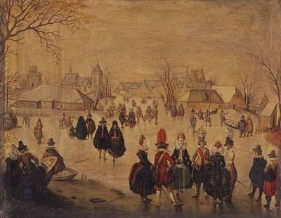 冬の風景。湖上のスタイリッシュなスケーター 作： Dutch School